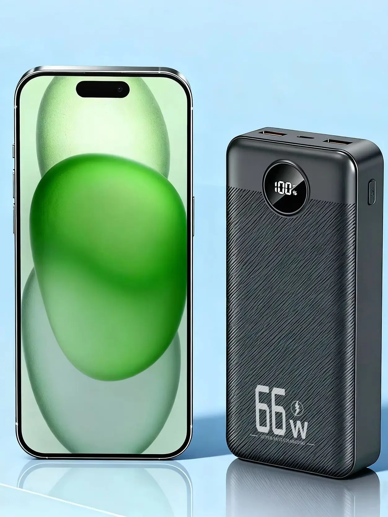 Powerbank o bardzo dużej pojemności 50 000 mAh z super szybkim ładowaniem 66W, inteligentnym wyświetlaczem LED, awaryjnym zasilaniem na zewnątrz, przenośny powerbank, prezent na święta. — 2