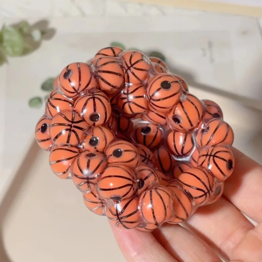 スクイーズバスケットボールビーズストレスボール感覚玩具 大人子供向け不安解消フィジェットトイ スクイーズボール ADHD自閉症集中力向上用