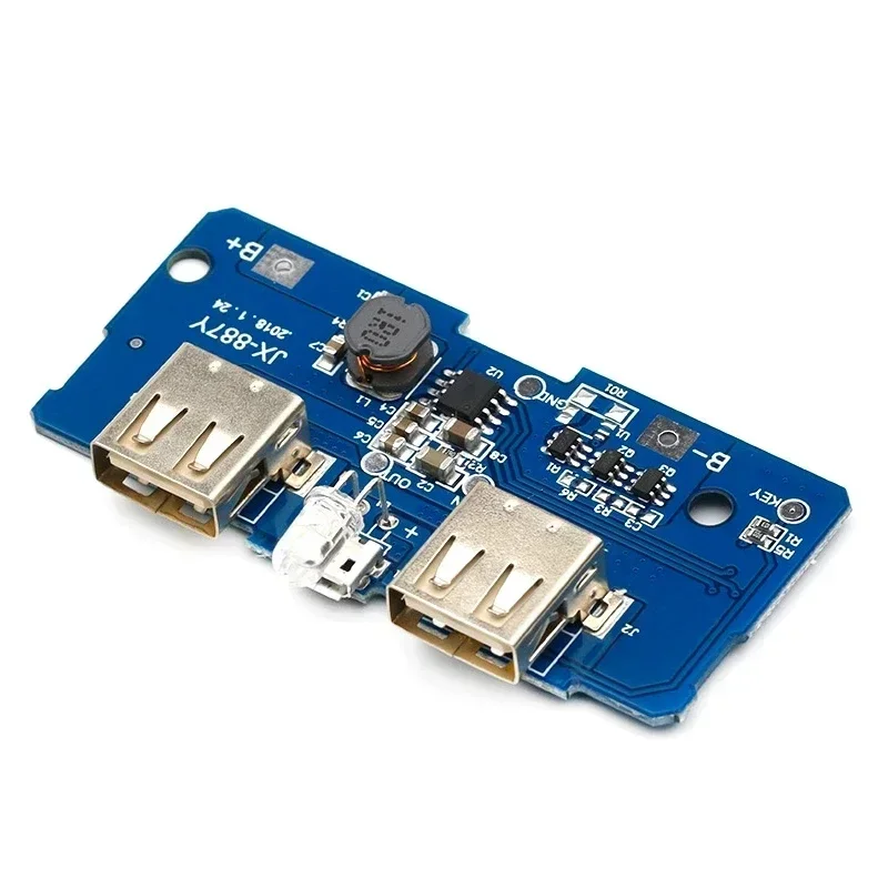 10pcs 18650 Dual Micro USB 3.7V to 5V 2A Mobile Power Bank DIY 18650 Lithium Battery Charger PCB Board Step Up Module With LED