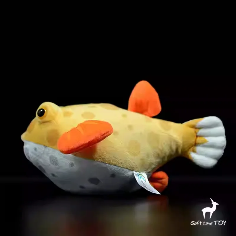 New Original Boxfish Plush - Realistic Cube-Shaped Stuffed Fish, Detailed Marine Creature Doll for Ocean Life Collectors