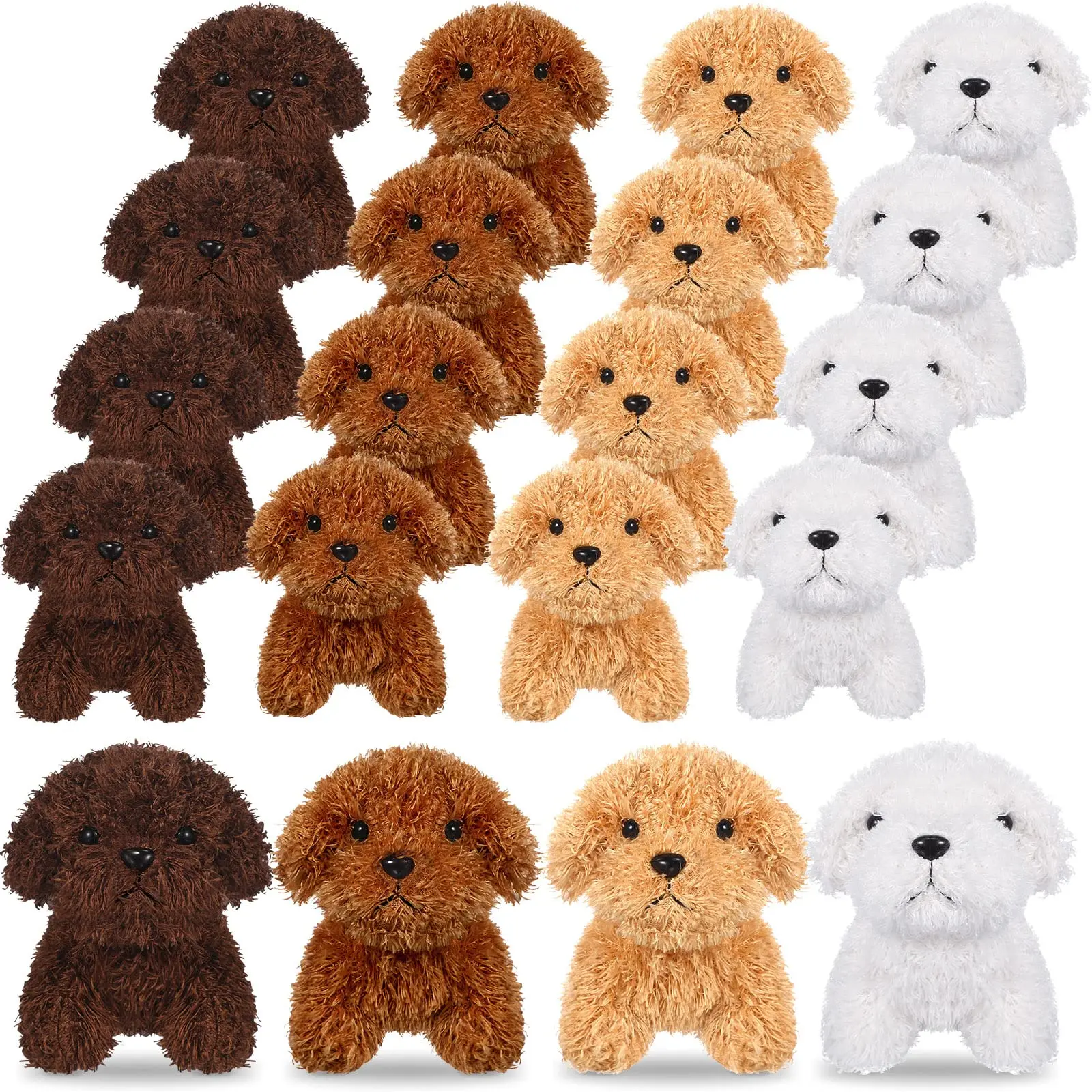 12-24PCS Teddy Hond Knuffels Gevulde Puppy Honden Zachte Poedel Pop Dier Huisdier Speelgoed voor adopteren een Puppy Feestartikelen Verjaardagscadeautjes