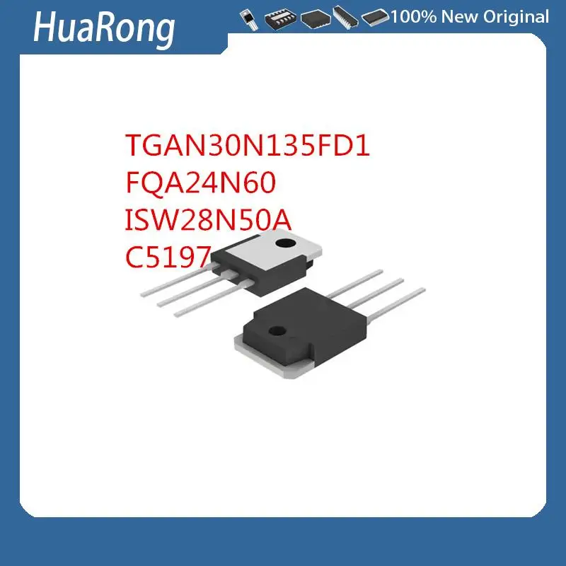 5Pcs/Lot  NEW TGAN30N135FD1   FQA24N60  ISW28N50A   C5197  2SC5197  2SA1940   A1940  TO-3P