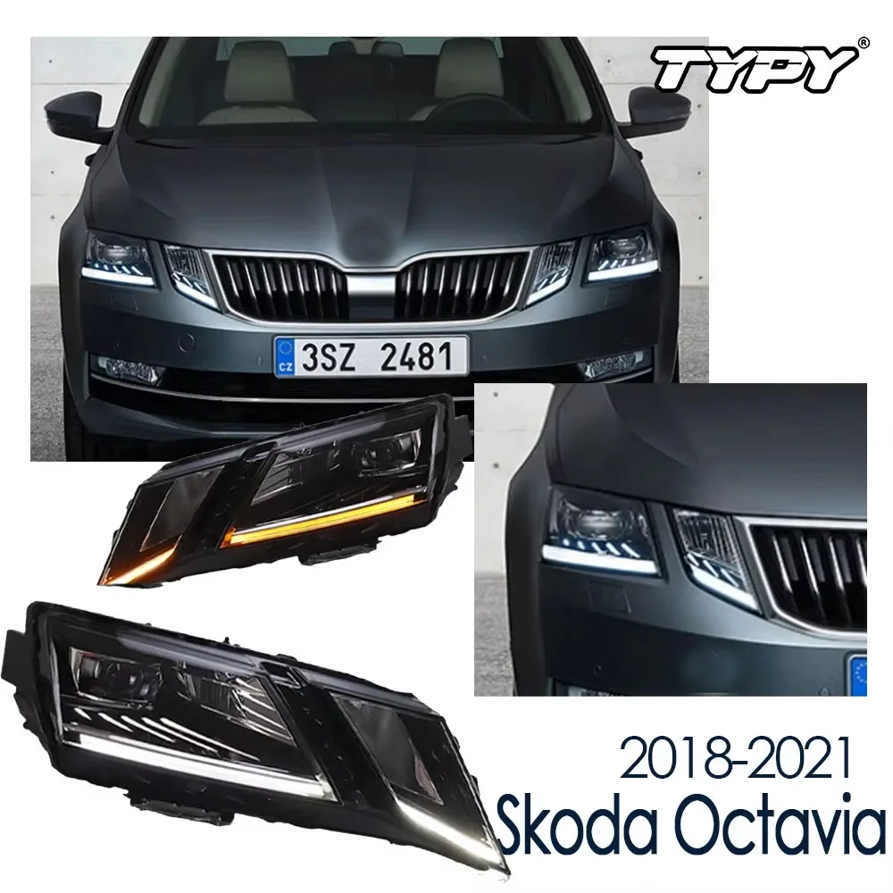 

Автомобильные стайлинговые фары для Skoda Octavia 2018-2021, светодиодные фары DRL, указатели поворота, автомобильные аксессуары, дальний ближний свет