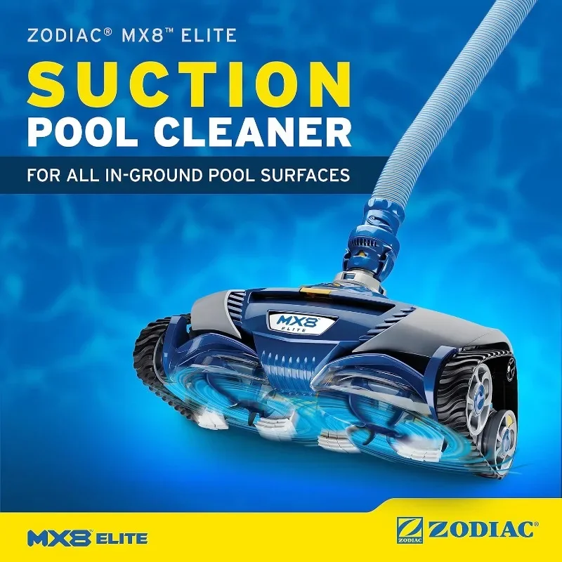 

MX8 Elite Suction Pool Cleaner for All In-Ground Pool Surfaces, 39 ft Reach, Cyclonic Scrubbing Brushes, Energy Efficient