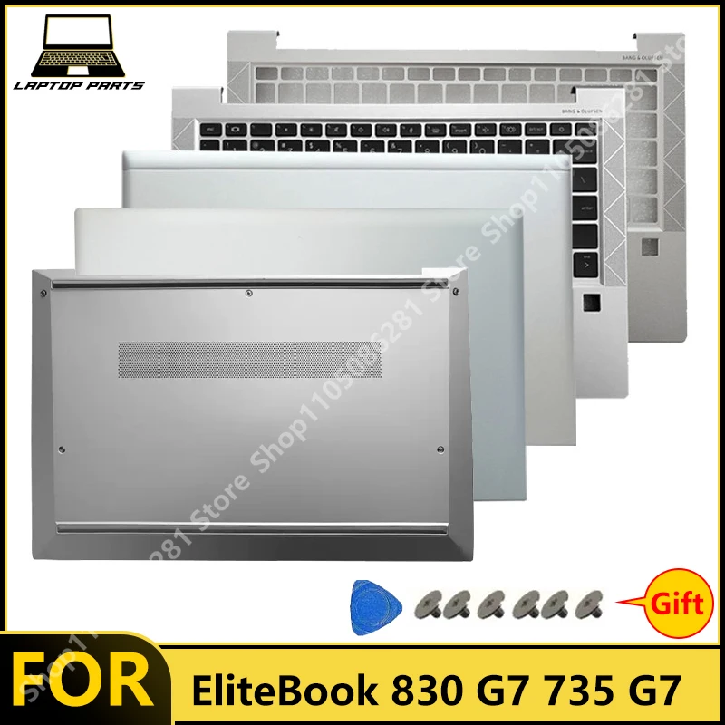 Nova Tampa Traseira LCD de Substituição, Moldura Frontal, Apoio para as Mãos, Base Inferior, Teclado e Dobradiça para Notebook EliteBook 830 G7 735 G7