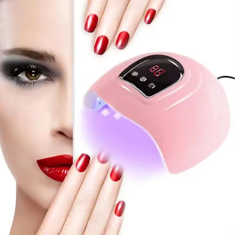 USB plug-in portable gel nail light with ultraviolet light-emitting diodes for nail care. Comes with 3 timer settings.