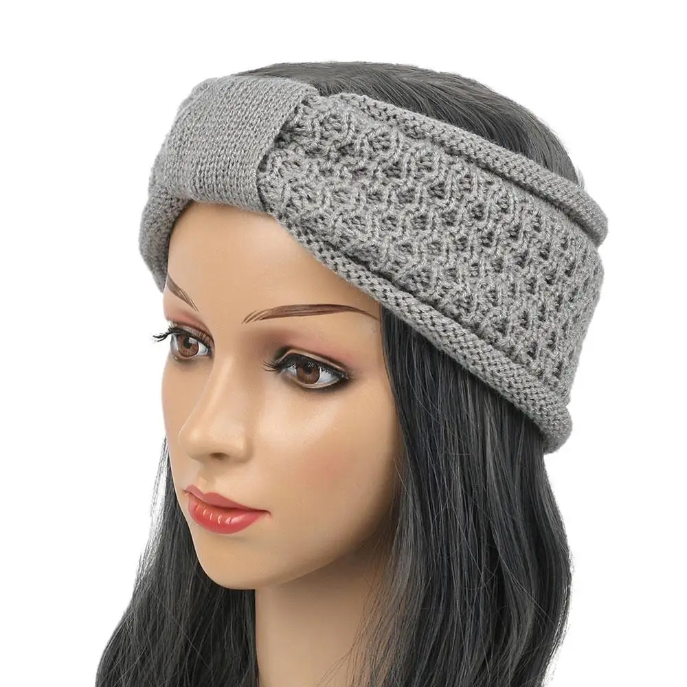 Gruby, szydełkowy turban, opaska na głowę z falowanymi brzegami, kokardami, skręcana opaska do włosów, pluszowa, dzianinowa opaska na głowę, akcesoria do włosów, szeroka osłona na głowę.