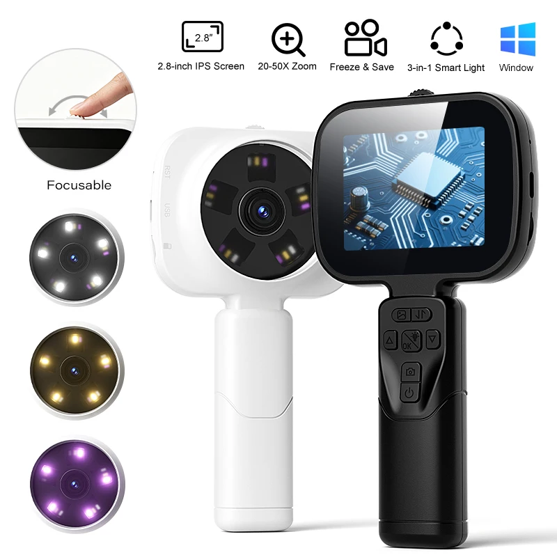 20-50-fach Zoom Digitaler Vergrößerer 1080P HD Mikroskop 2,8'' IPS Handheld-Vergrößerungsglas mit Einstellbarer Brennweite für Schmuckprüfung