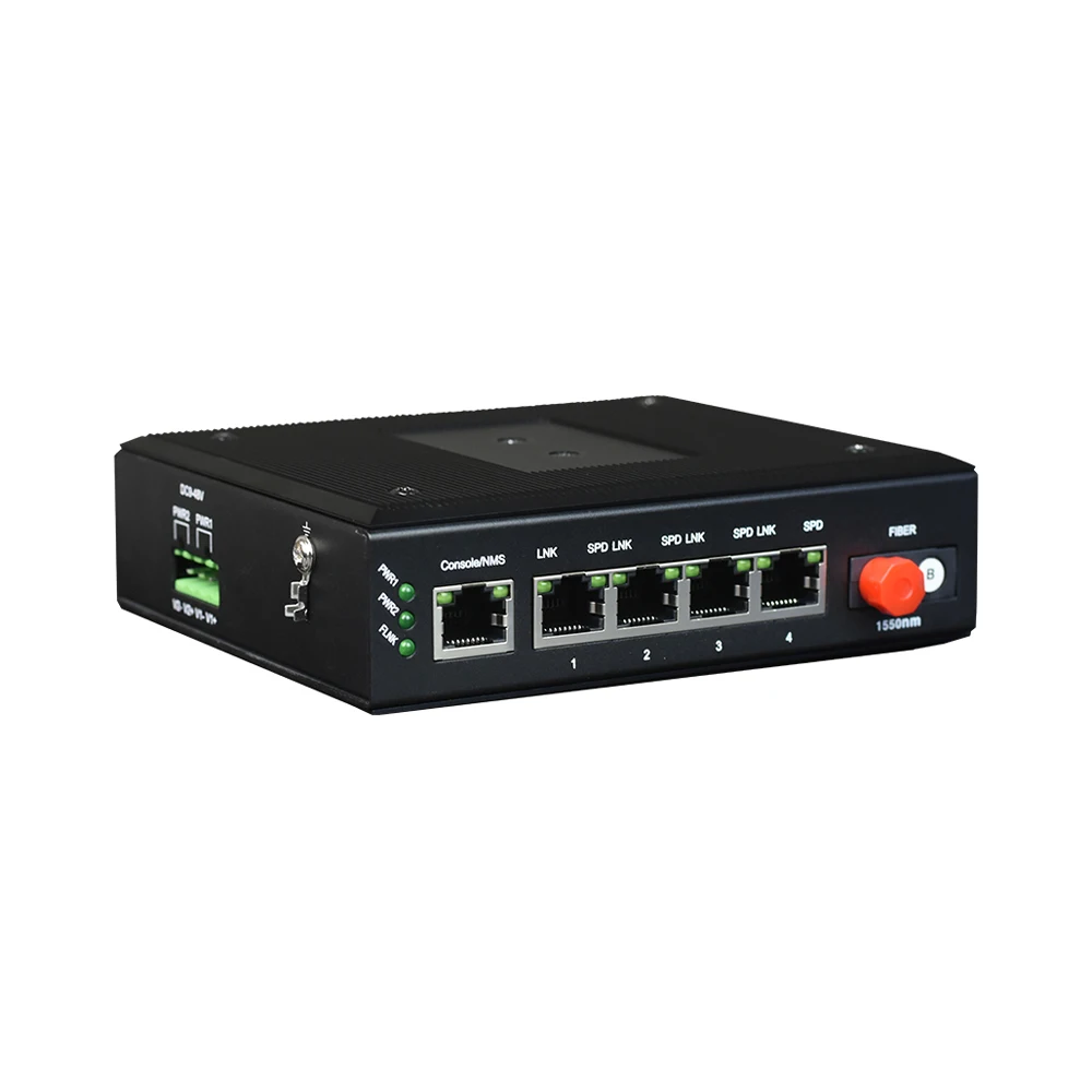 산업용 등급 2 포트 기가비트 구리 이더넷-광섬유 미디어 변환기