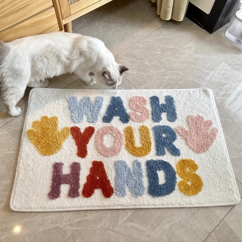 

Bathroom Rugs Non-Slip Bath Mat Tufted Soft Absorbent Flocking Microfiber Bath Mats for Bathroom Carpet for Tub Shower Floor Rug