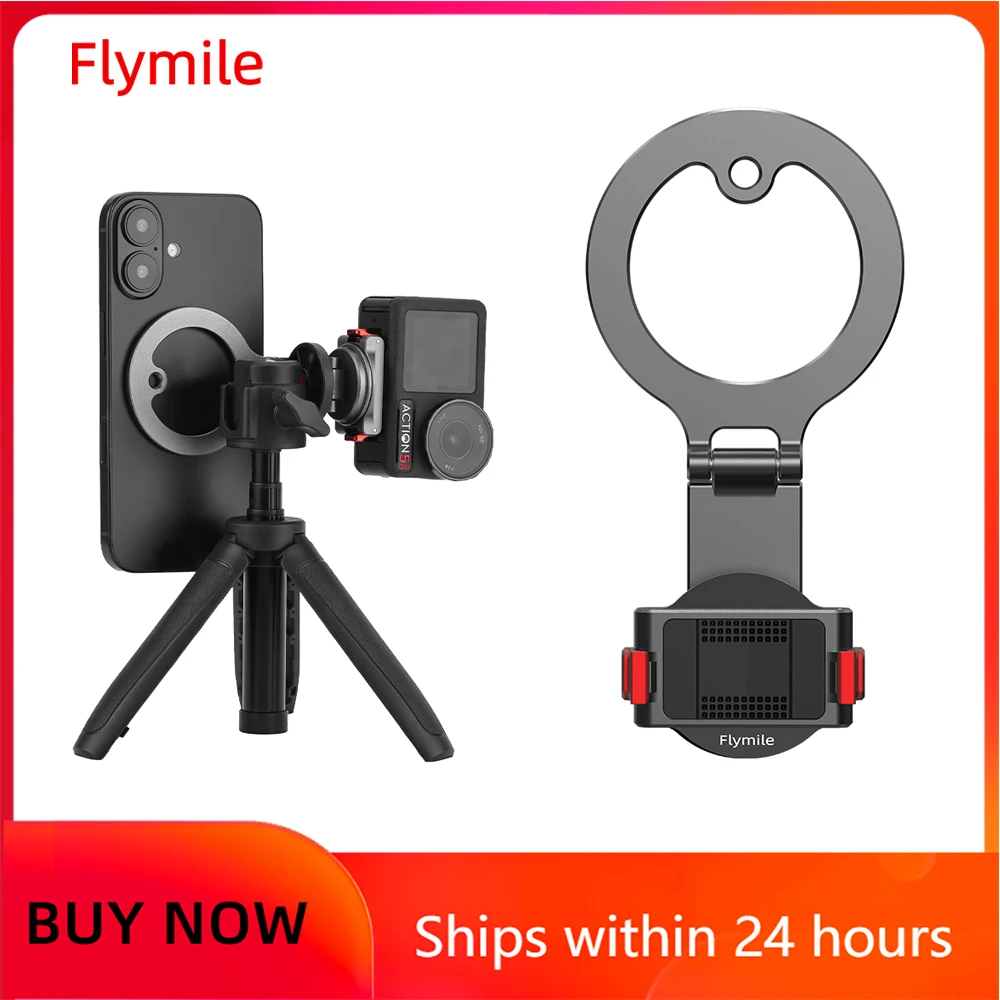 

Магнитный держатель Flymile с быстросъемным основанием для DJI Action 5 Pro/OSMO 360, аксессуары для съемки с двумя камерами