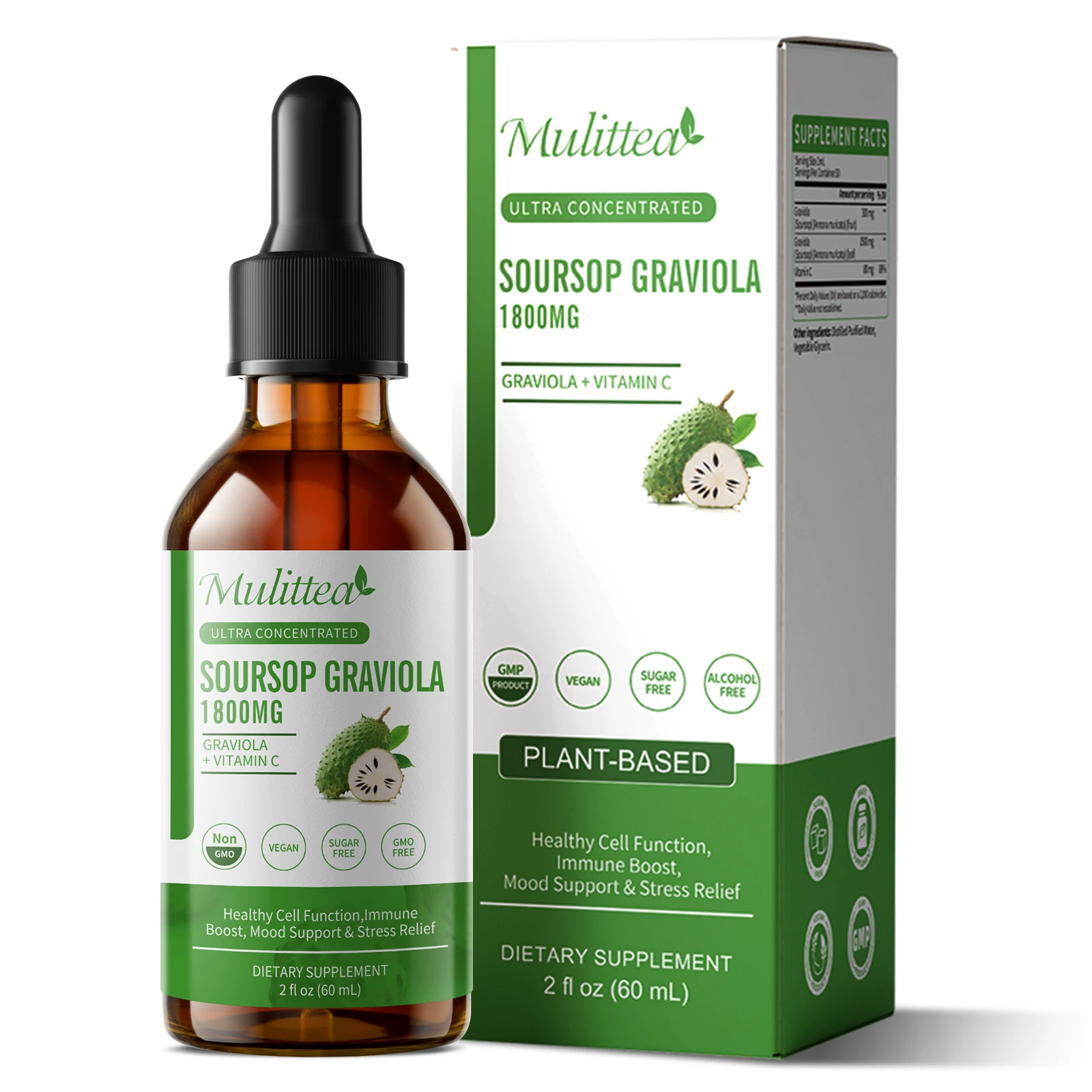 

Экстракт саусепа (гравиолы) Mulittea в каплях для регенерации клеток и поддержки иммунитета – Веганский жидкий экстракт саусепа, 99% высокой усвояемости