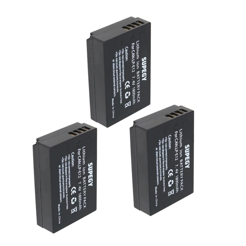 7.4v 1800mAh LP-E12 LPE12 LP E12 Rechargeable Camera batteries(3 Pack) for Canon EOS M M2 100D EOSM EOSM2 EOS100D