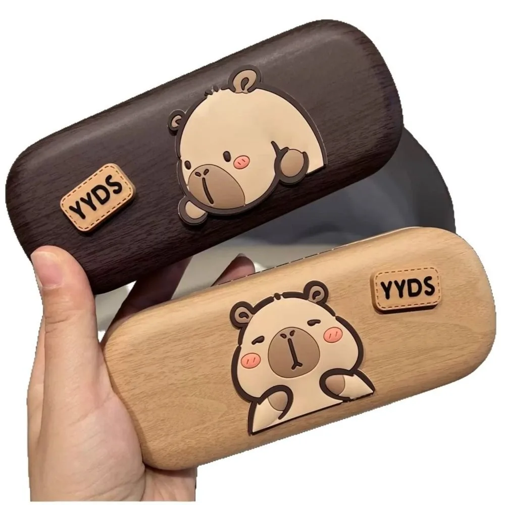

New Anti-Pressure Capybara Print Eyeglass Case Portable Faux Leather Sunglass Storage Box Creative Hard Shell Eyewear Protector