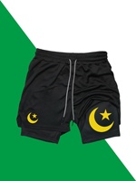 2-in-1 Men's Quick-Dry Breathable Training Shorts Print Athletic Running Gym Shorts Workout Shorts Activewear