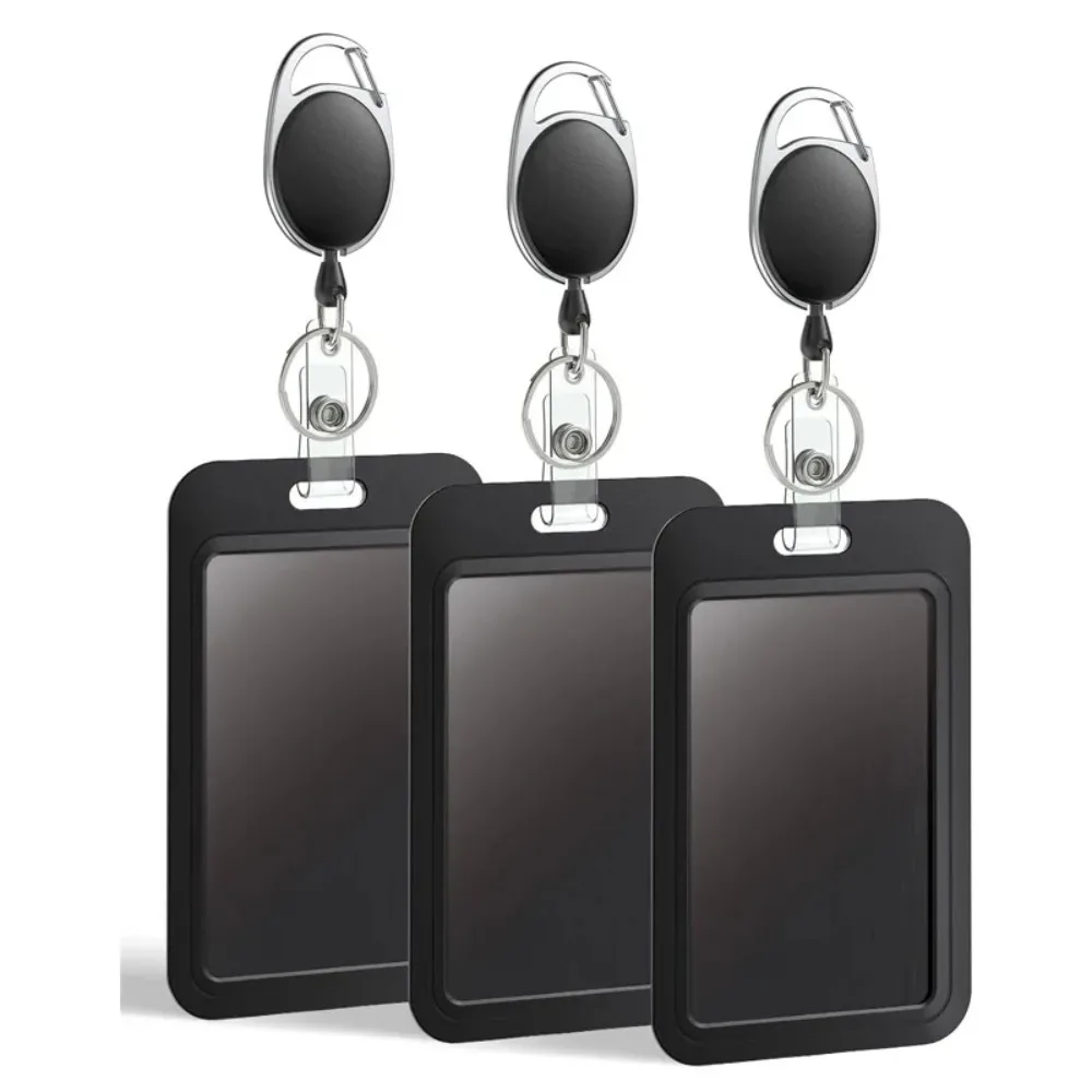 1-Pack/3-Pack Retractable Badge Holder with Key Ring – Premium Carabiner Clip for Work ID, Student Meal Card & Access Pass, Random Color
