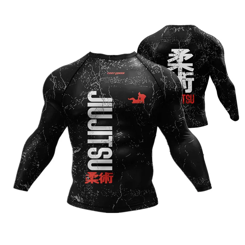 Cody lundin sublimace nestandartní bjj rashguard tetování trička dospělý komprese pánské jiu jitsu kimono košile kopat box dres