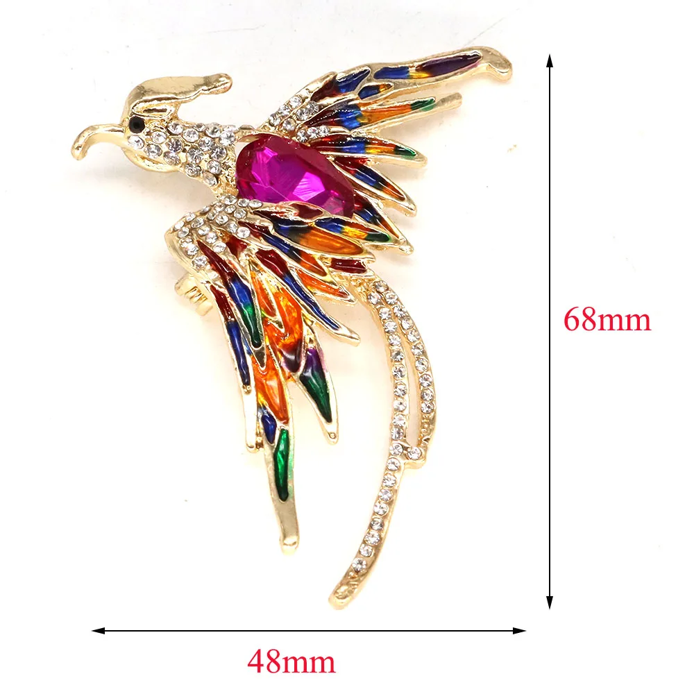 Fashion Exquisite Crystal Phoenix Bird Corsage Brooch For Women Rhinestone Elegant Banquet Party Office Pin Buckle Jewelry Gifts