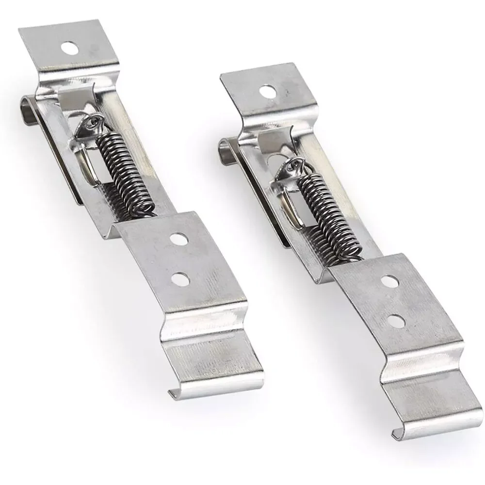2Pcs Spring Loaded Stainless Steel License Number Plate Holder Bracket Clips For Trailer Truck RV European Style Car License