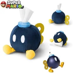 Super Mario Bros Bob-omb Tissue Box Anime Stuffed Doll Paper Towel Case Napkin Holder Kawaii Cuddly Toy Car Tissue Storage Box