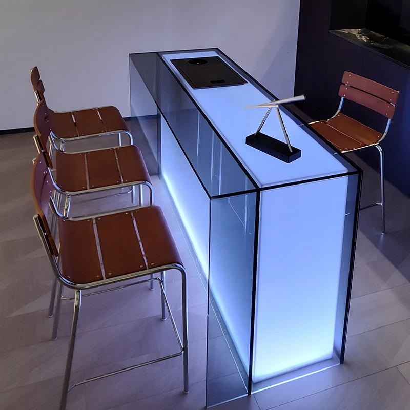 fb-High Quality Wine Bar Counter Multi-function Led Light Acrylic Bar Counter Thickened Acrylic Long Reception Table