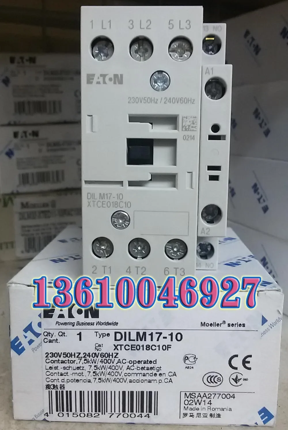 

DILM17-10(230V50Hz,240V60Hz) новый и оригинальный