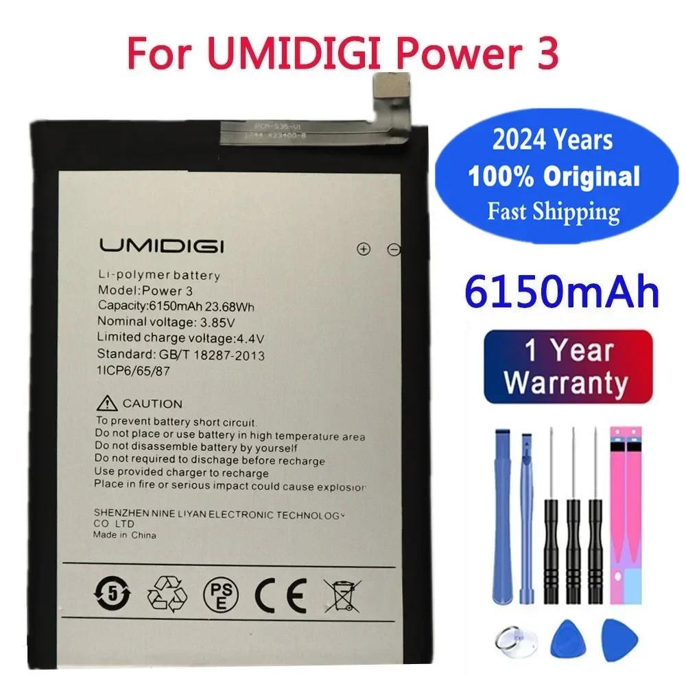 2024 Years Original Phone Battery For UMI UMIDIGI Power 3 Power3 6150mAh Replacement Bateria In Stock + Tools