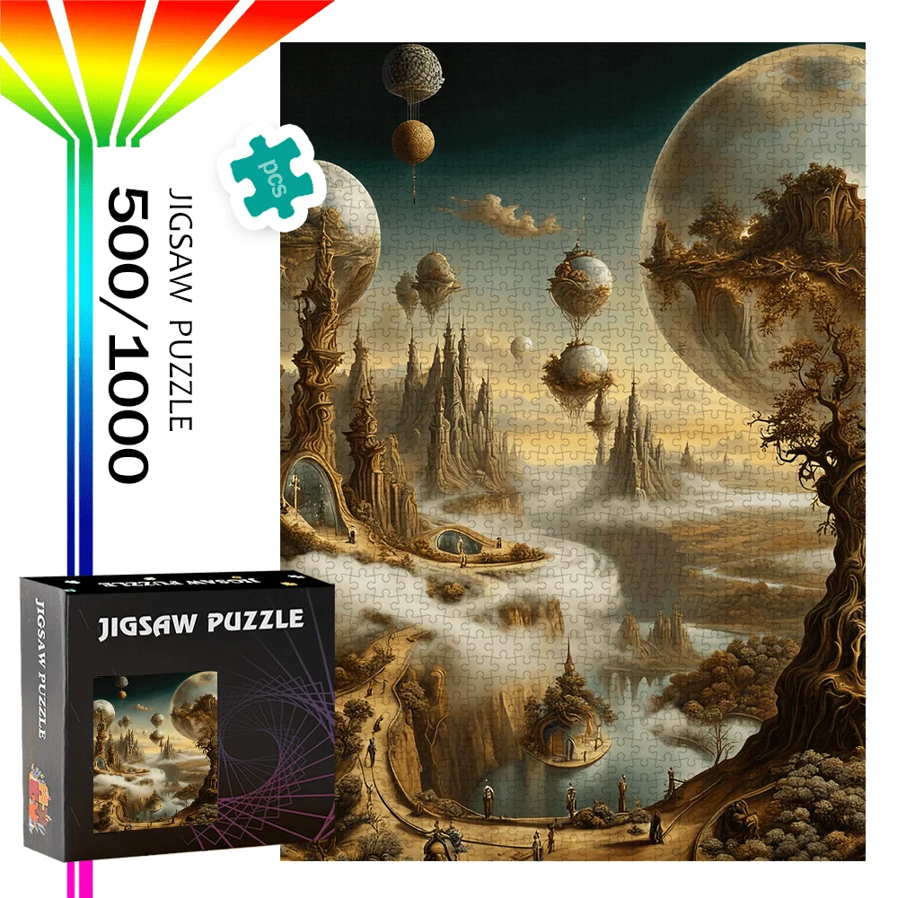 

Fantasy Floating Islands & Airships Scene Jigsaw Puzzle Adult Surreal Theme Intellectual Game Home Leisure Decorative Puzzle Toy