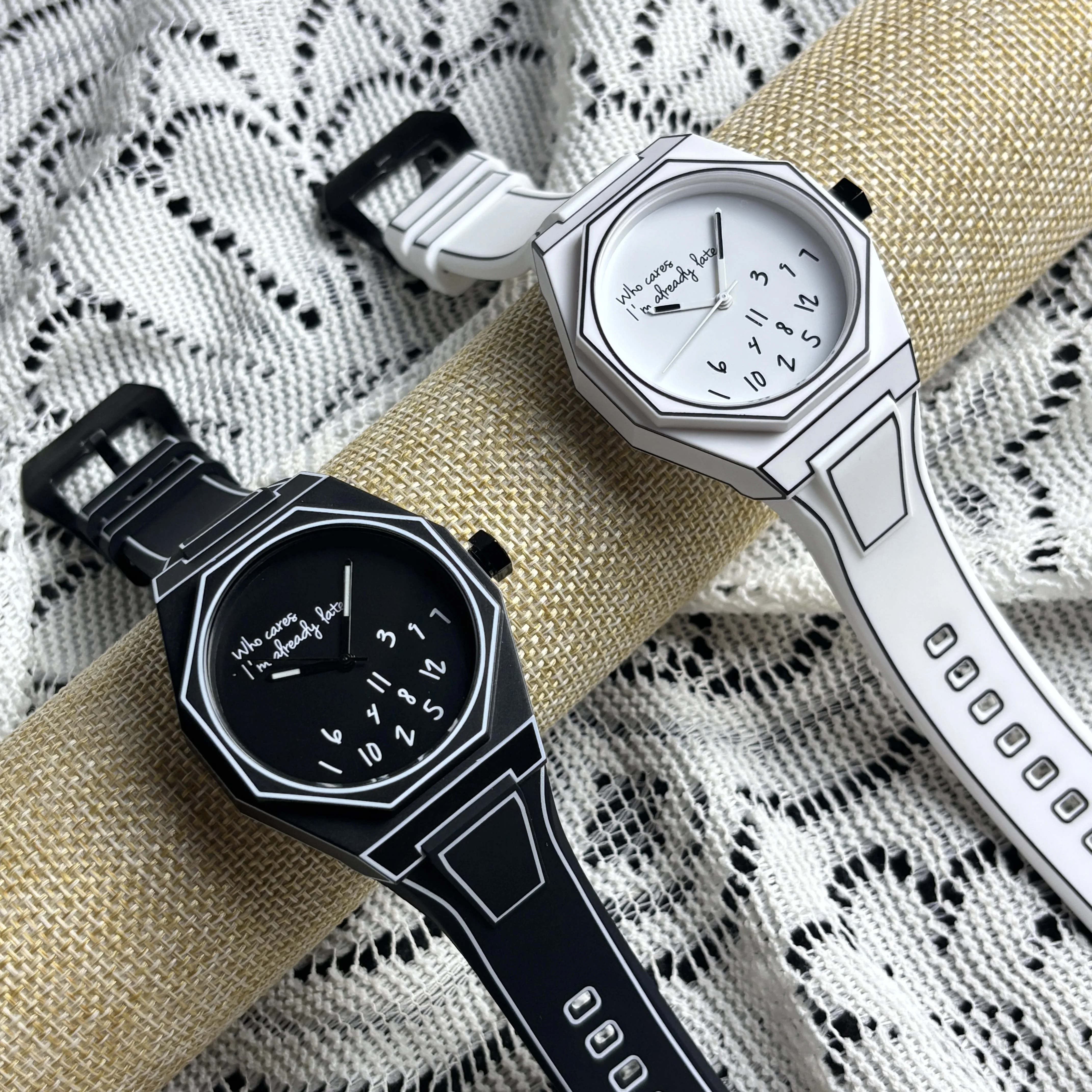 Caixa de policarbonato leve de alta tecnologia preto relógio masculino clássico simples pulseira de silicone relógio de quartzo masculino estilo moda