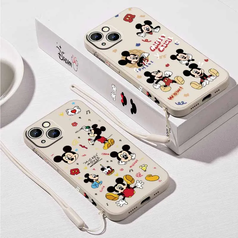 Disney Topolino Per Samsung Galaxy S25 S24 S23 S22 S21 S20 FE Lite Plus Ultra Liquido Corda Sinistra Cassa Del Telefono