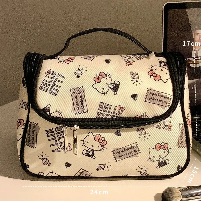 

Cute Hello Kitty Makeup Bag Anime Girl Gift Women Accessories Dormitory Large Capacity Portable Cosmetics Storage Bag Wholesale