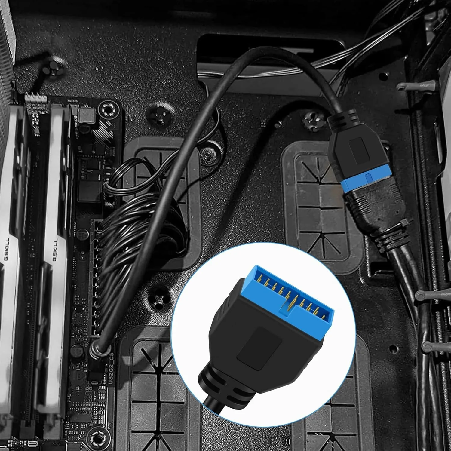 Header Panel depan tipe E USB 3.1 ke USB 3.0 19-Pin/20-Pin kabel ekstensi konektor kompatibel dengan Motherboard Desktop ASUS