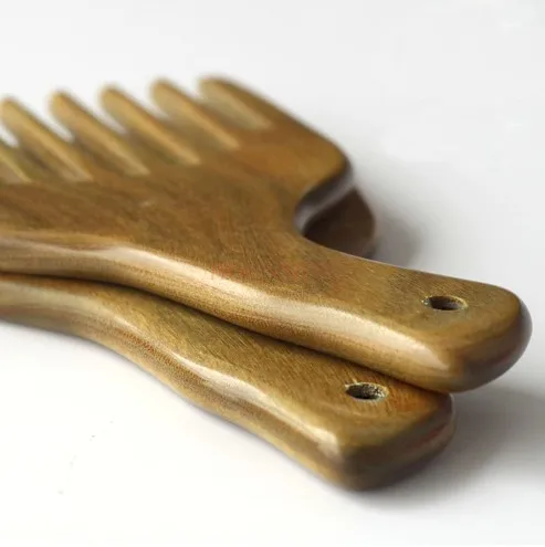 Wide Toothed Massage Wood Comb Thick Sandalwood Hair Comb Scratching Head Massage Green Sandalwood Comb