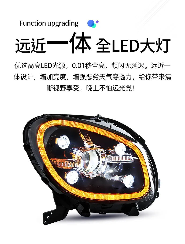 

2pcs 2015~2017 car bupmer head light Mercedes-Benz Smart headlight car accessories All in LED fog Smart headlamp
