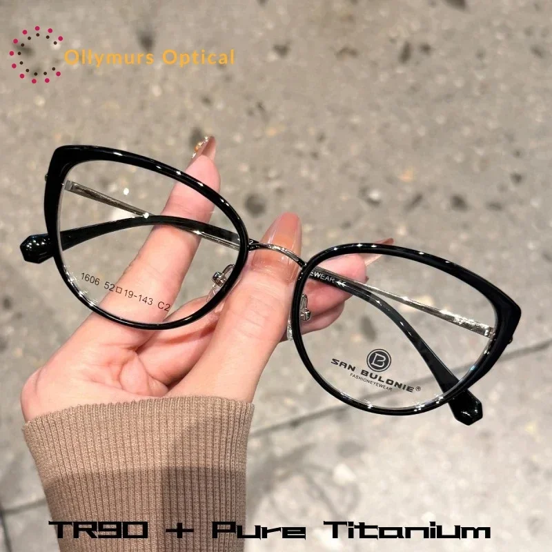 

Ollymurs Christmas Fashion Trend Женская оправа для очков, ультралегкая оправа из сплава TR90, ретро-оптические очки по рецепту 1606