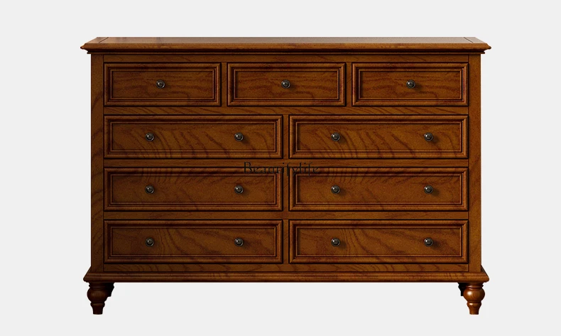 

American country retro solid wood nine-chest cabinet bedroom bedside storage wall cabinet