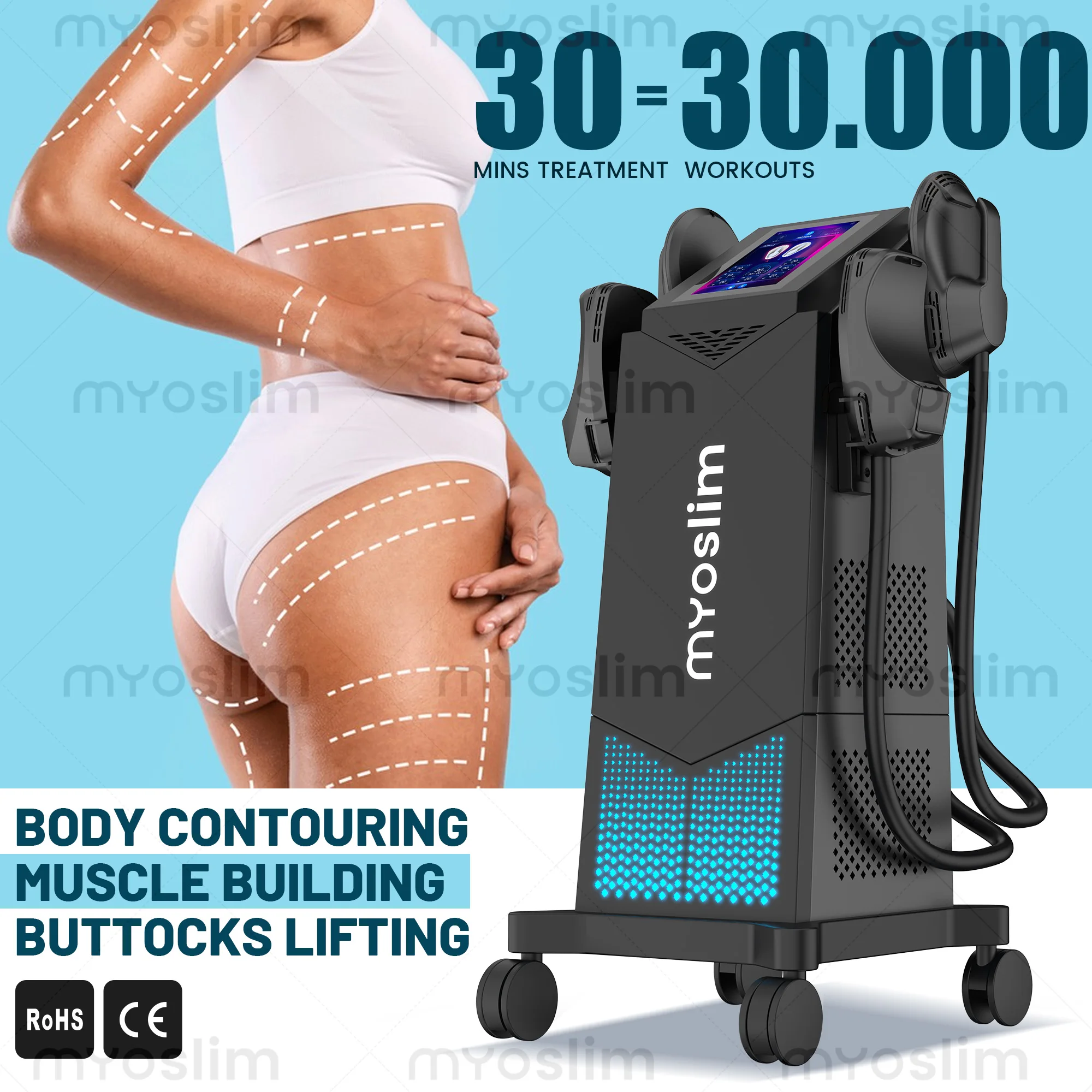 Myoslim Non-invasive Body Contouring Machine - 30-Minute Workout Equivalent for Fat Reduction & Muscle Tone