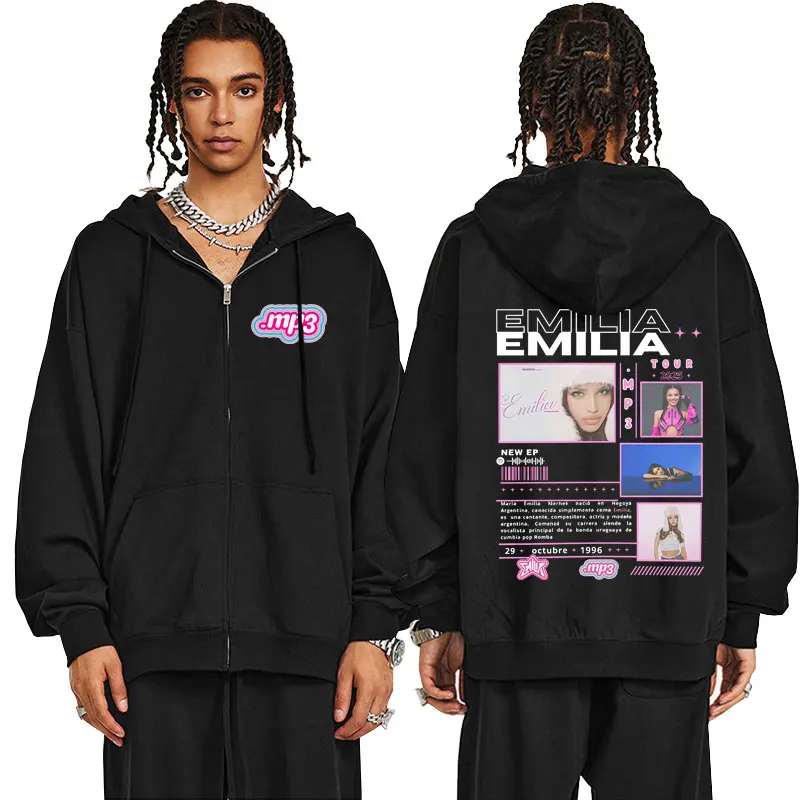 

Emilia Mernes MP3 Graphic Zipper Hoodie Men Women Fashion Y2k Streetwear Male Hip Hop Vintage Zip Up Hoodies Man Casual Jacket