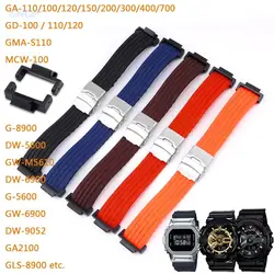 Silicone Watch Strap for Casio G-Shock GA-2100 GA-110 GD-100 DW-5600 6900 GW-M5610 Wrist Band Accessories Modified Adapter 16mm