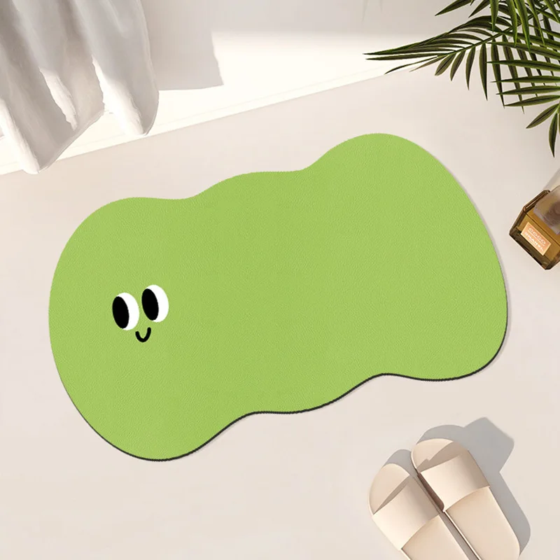 Cartoon funny expression irregular bathroom non-slip mat toilet door absorbent floor mat household diatom mud floor mat