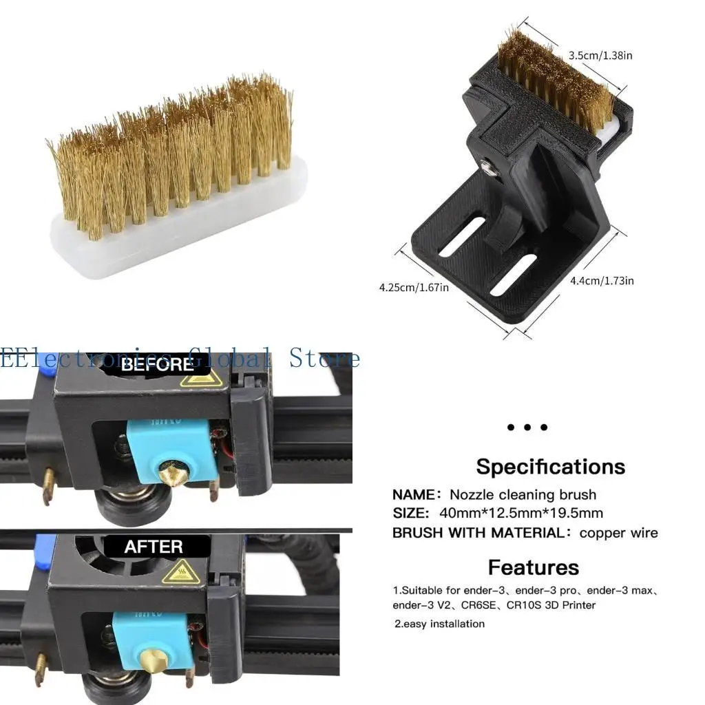 

462B Printer Cleaner Tool Copper Wire Toothbrush Copper Brush for Hotend Cleaning Nozzle Heater Block Hot Bed Cleaner