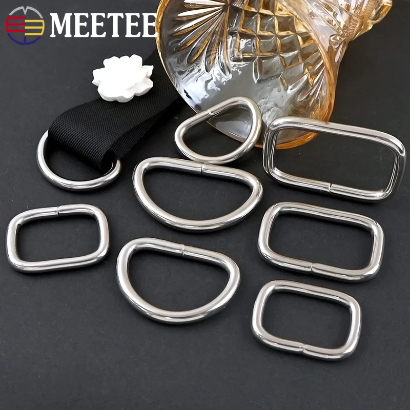 

5/10Pcs Stainless Steel Ring Buckles 20/25/32/38mm Square D Rings Clasp Webbing Loops Hook Bag Strap Dog Collar Carabiner Clips