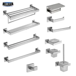 Stainless Steel Bathroom Accessories Brushed Nickel Towel Rack Toilet Paper Holder Towel Bar Hook Toilet Hardware