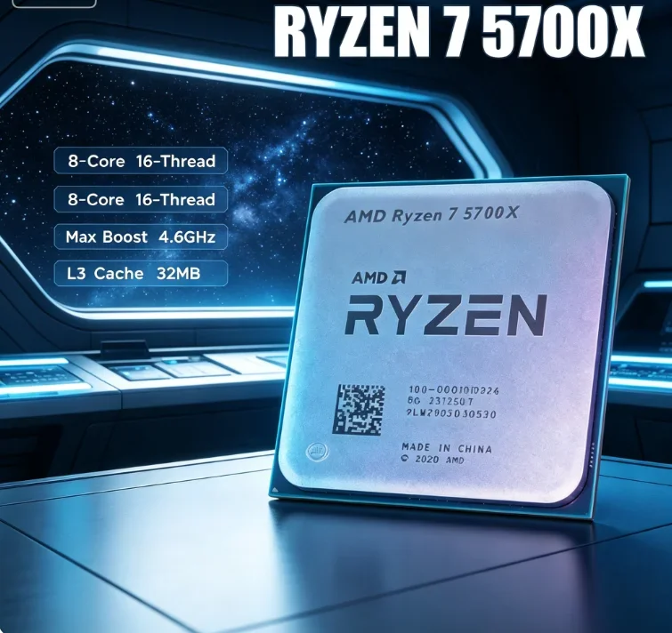 Old AM4 Motherboard Upgrade Processor AMD R7 5700X Zen3 8C16T 32MB L3 Cache 7NM 65W DDR4 Tray CPU Without Cooling Fan