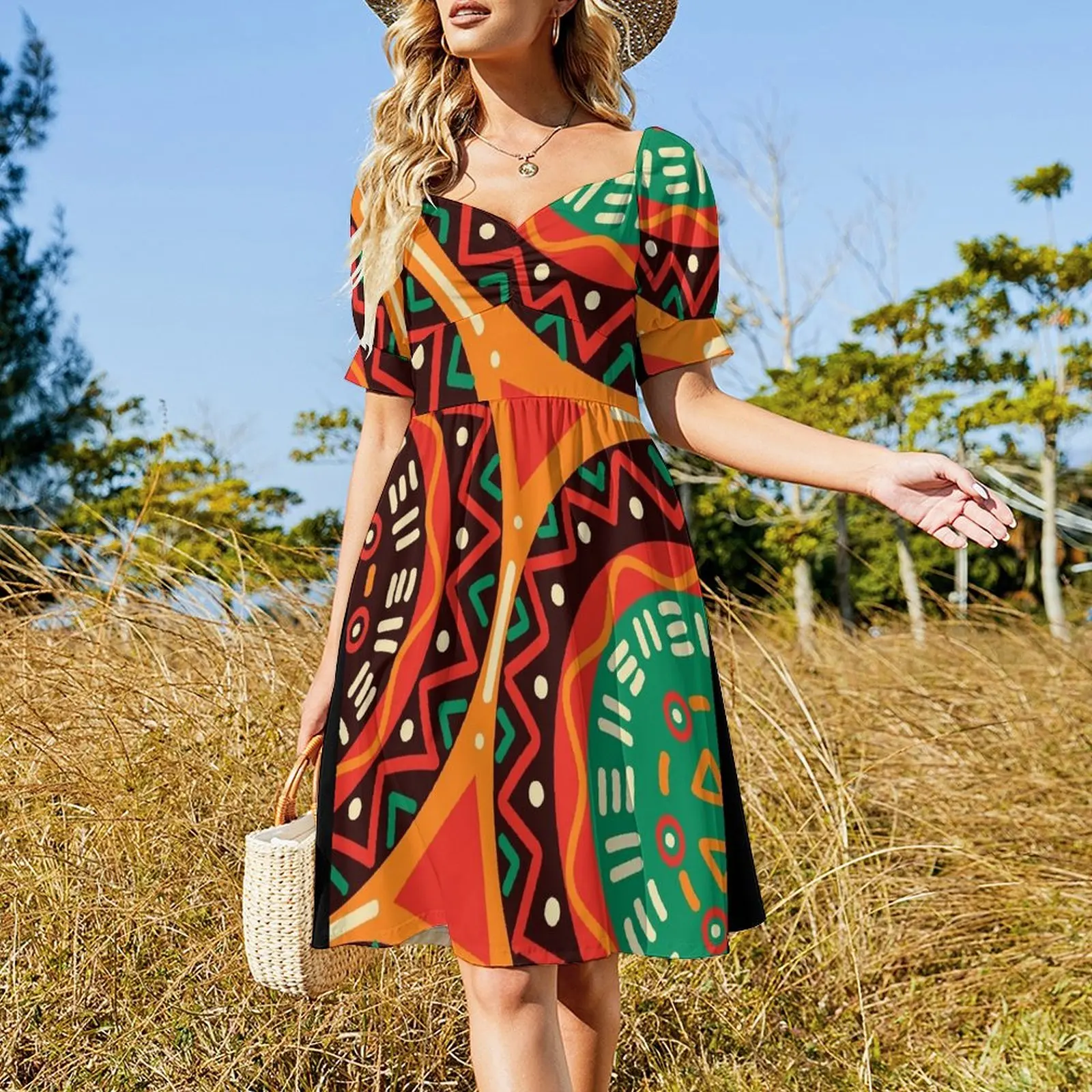 African Kente Graphic Short Sleeved Dress sexy dress elegant chic wedding evening dresses clothes Dress