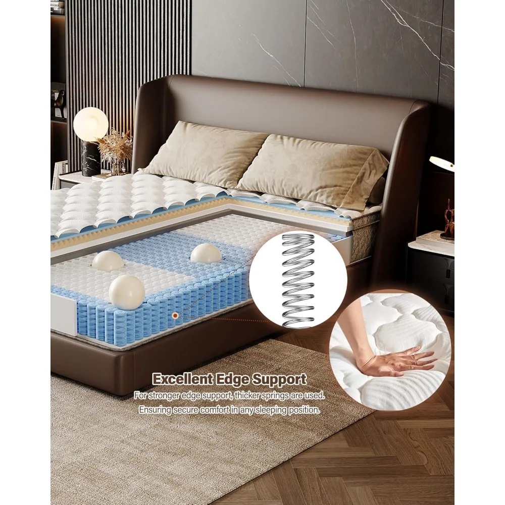 Materasso king size ibrido medio da 12 pollici in una scatola con molle insacchettate per alleviare la pressione e l'isolamento del movimento