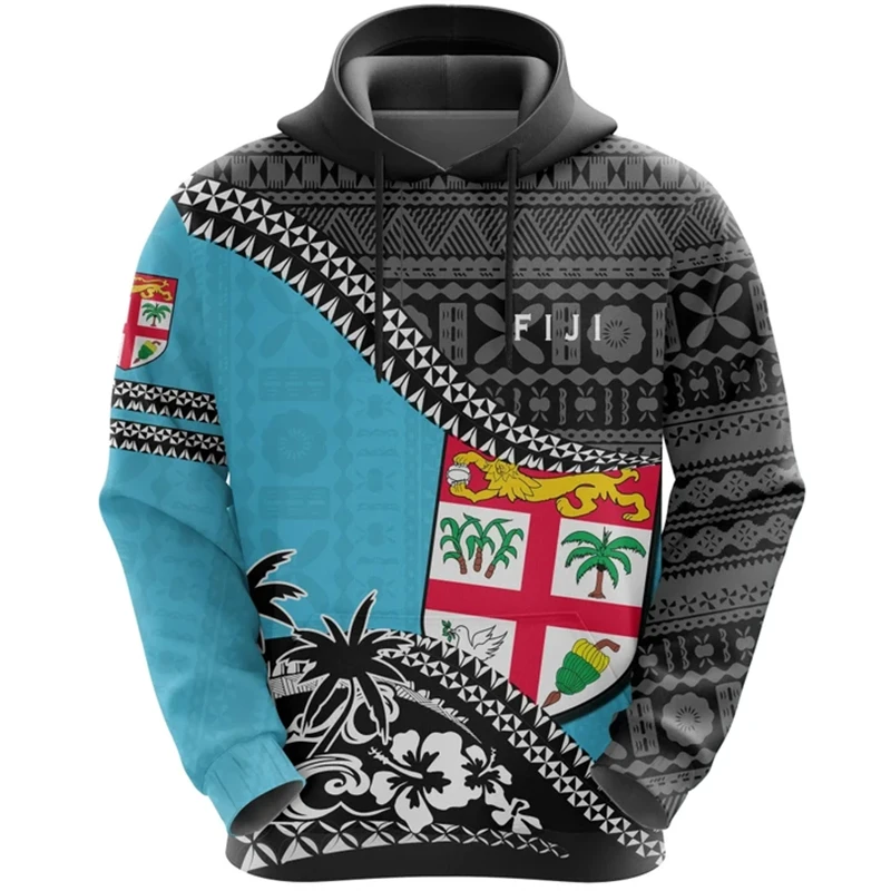 Fiji Flag Map 3D Printed Hoodies For Men Clothes Fijian National Emblem Sweatshirts Casual Unisex Hoodie Boy Hoody Top Tracksuit