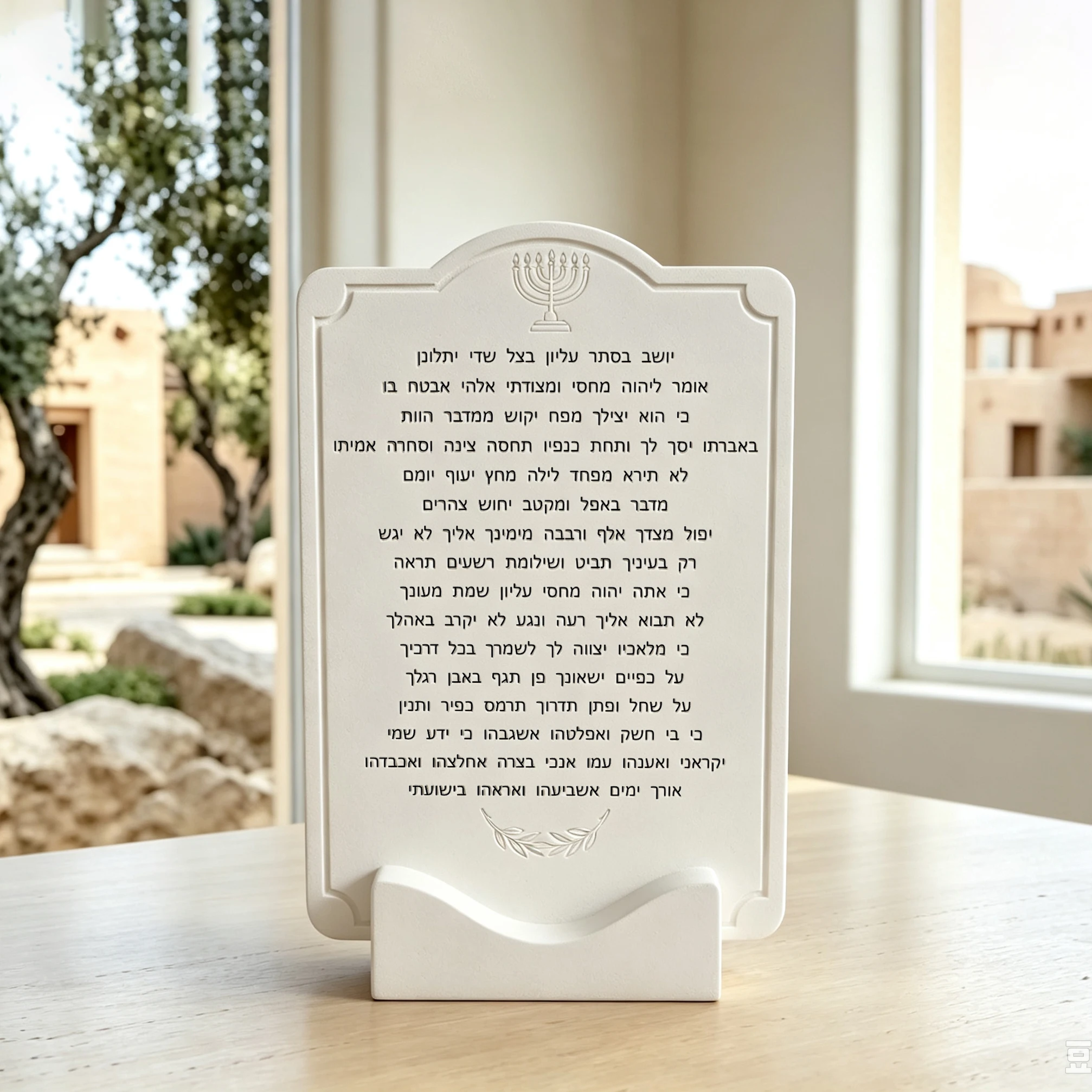 Jewish Hebrew Home Blessing Standing Plaque Silicone Mould for Cement Resin Casting Judaica Housewarming Tabletop Decor