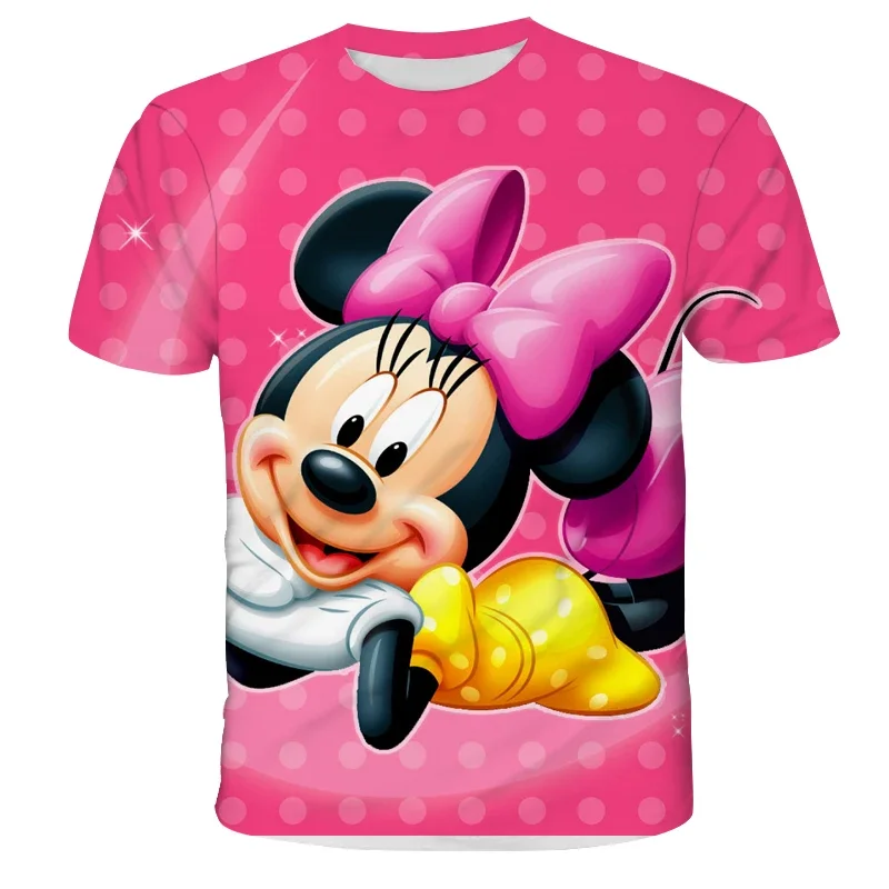 Disney 3D Print T-shirts For Boys and Girls,2024 Latest Summer Mickey Mouse Children's Clothes,Donald Duck Tops Tees For Teen