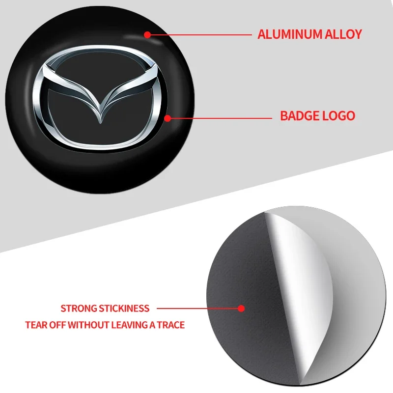 4PCS Car Wheel Center Hub Caps Covers Sticker Decals For Mazda 3 Bk 6 G Gh Cx3 6 Gj 626 Demio 323 Cx-5 Cx-7 Cx9 Cx8 Cx30 Mx-5